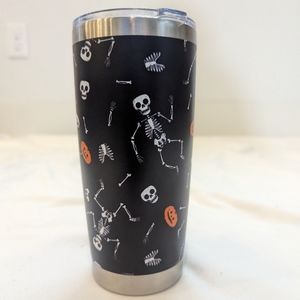 Skeletons and pumpkins tumbler